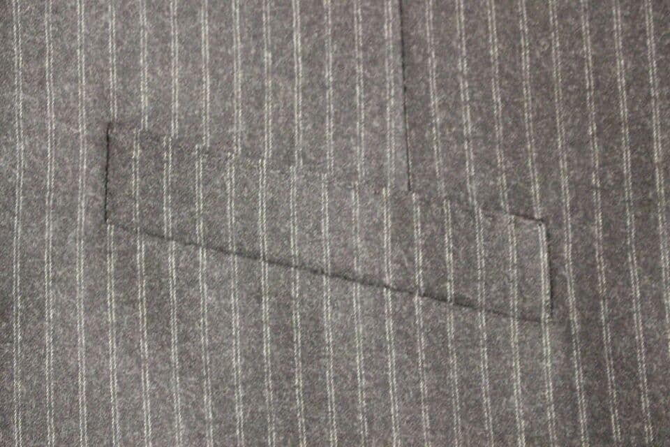 Gray Striped Wool Single Breasted Vest - 4