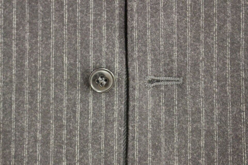 Gray Striped Wool Single Breasted Vest - 5