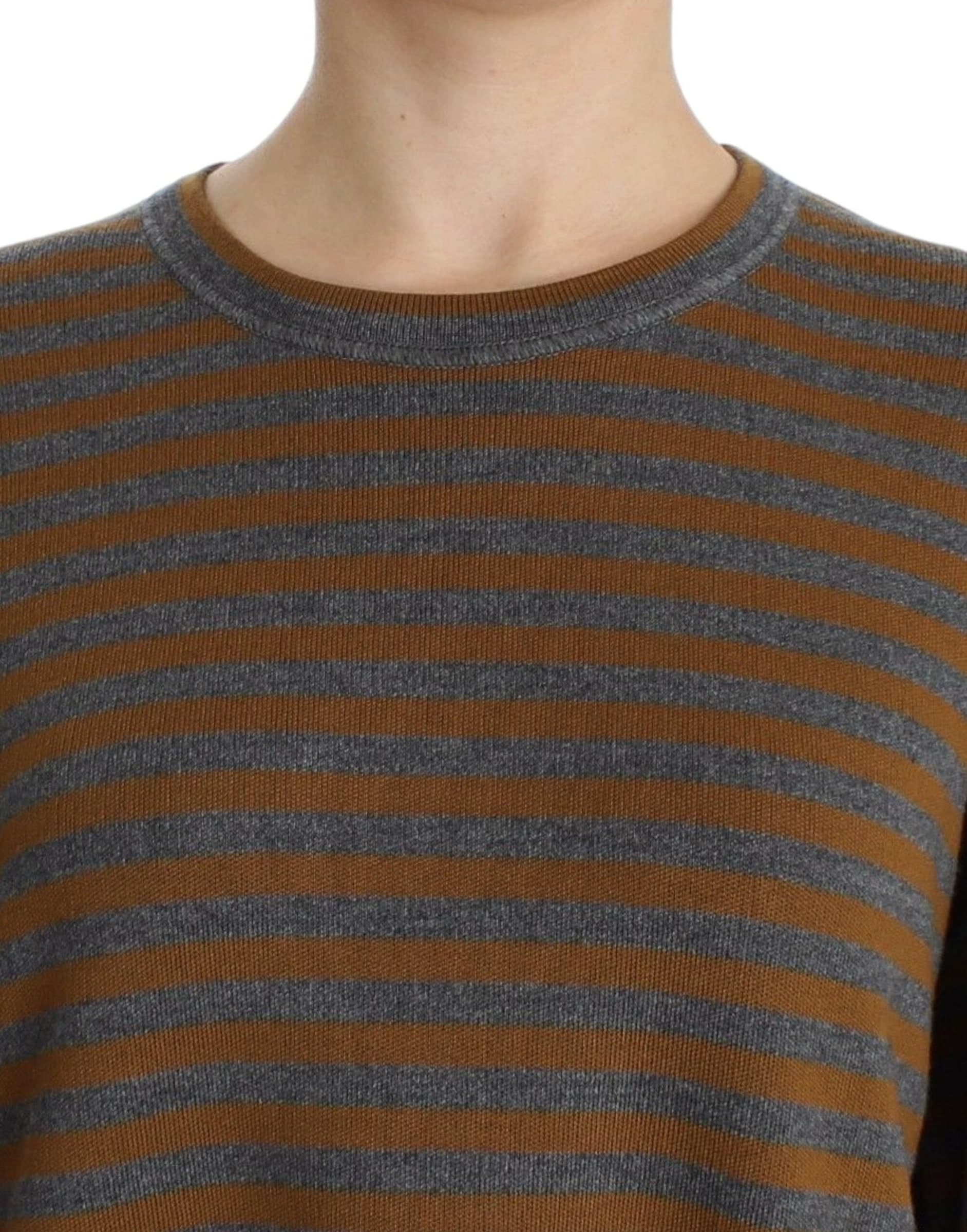 Oversized Gray Yellow Striped Sweater Top - 5