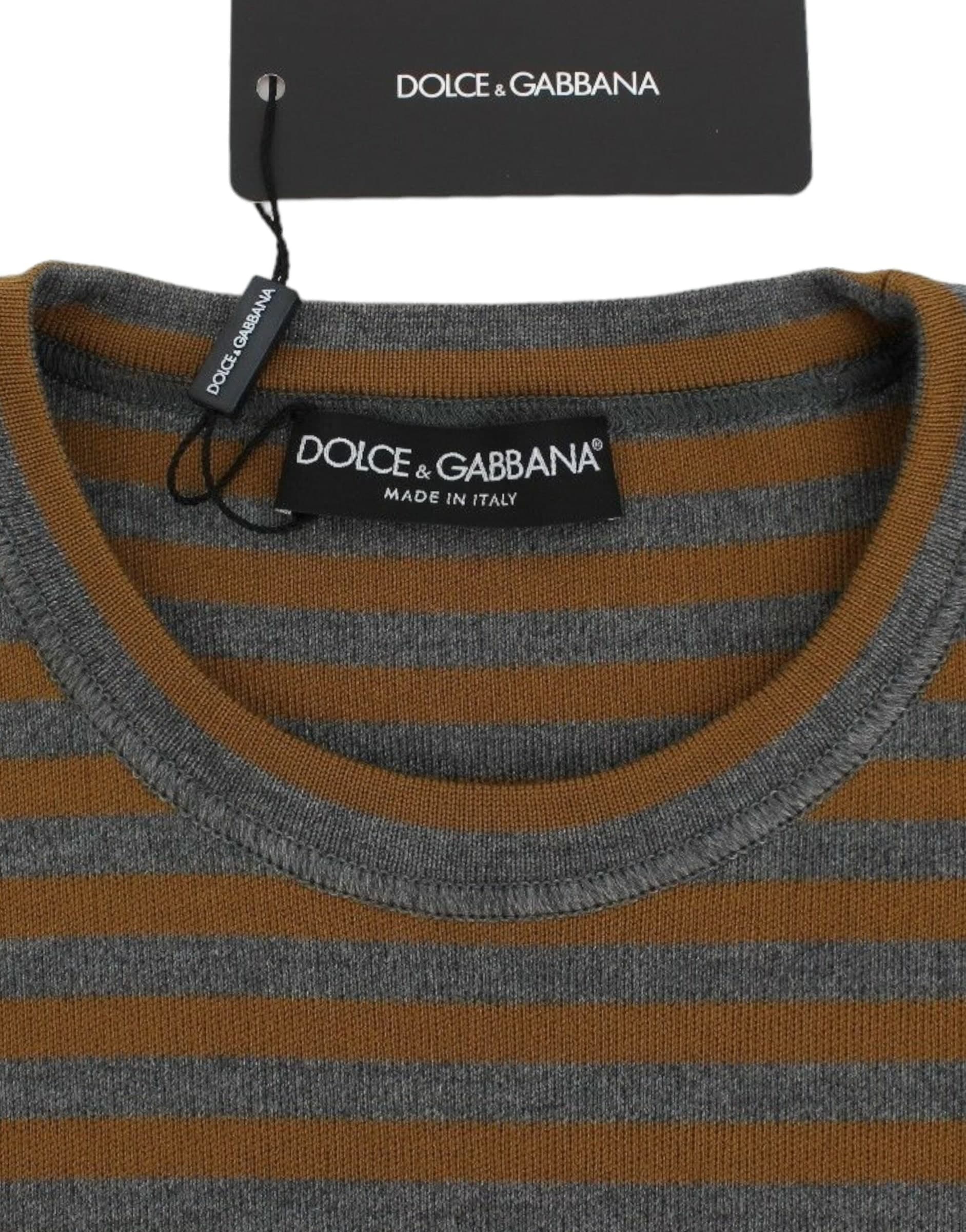 Oversized Gray Yellow Striped Sweater Top - 6