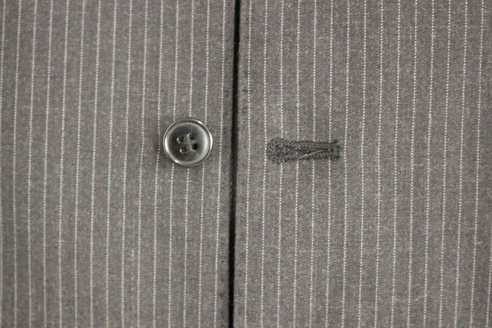 Gray Striped Wool Single Breasted Vest - 3