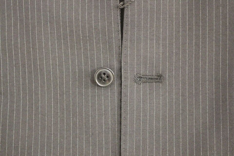 Black Striped Wool Single Breasted Vest - 3