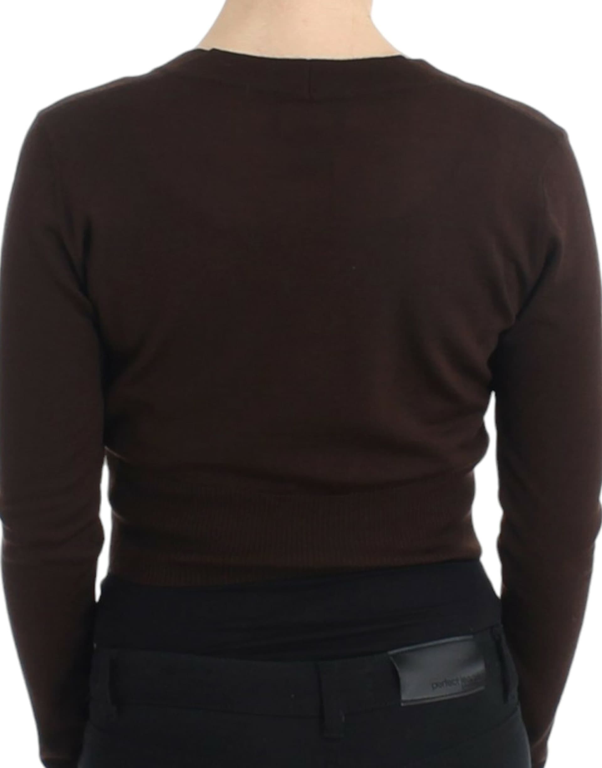 Brown cropped wool cardigan - 3