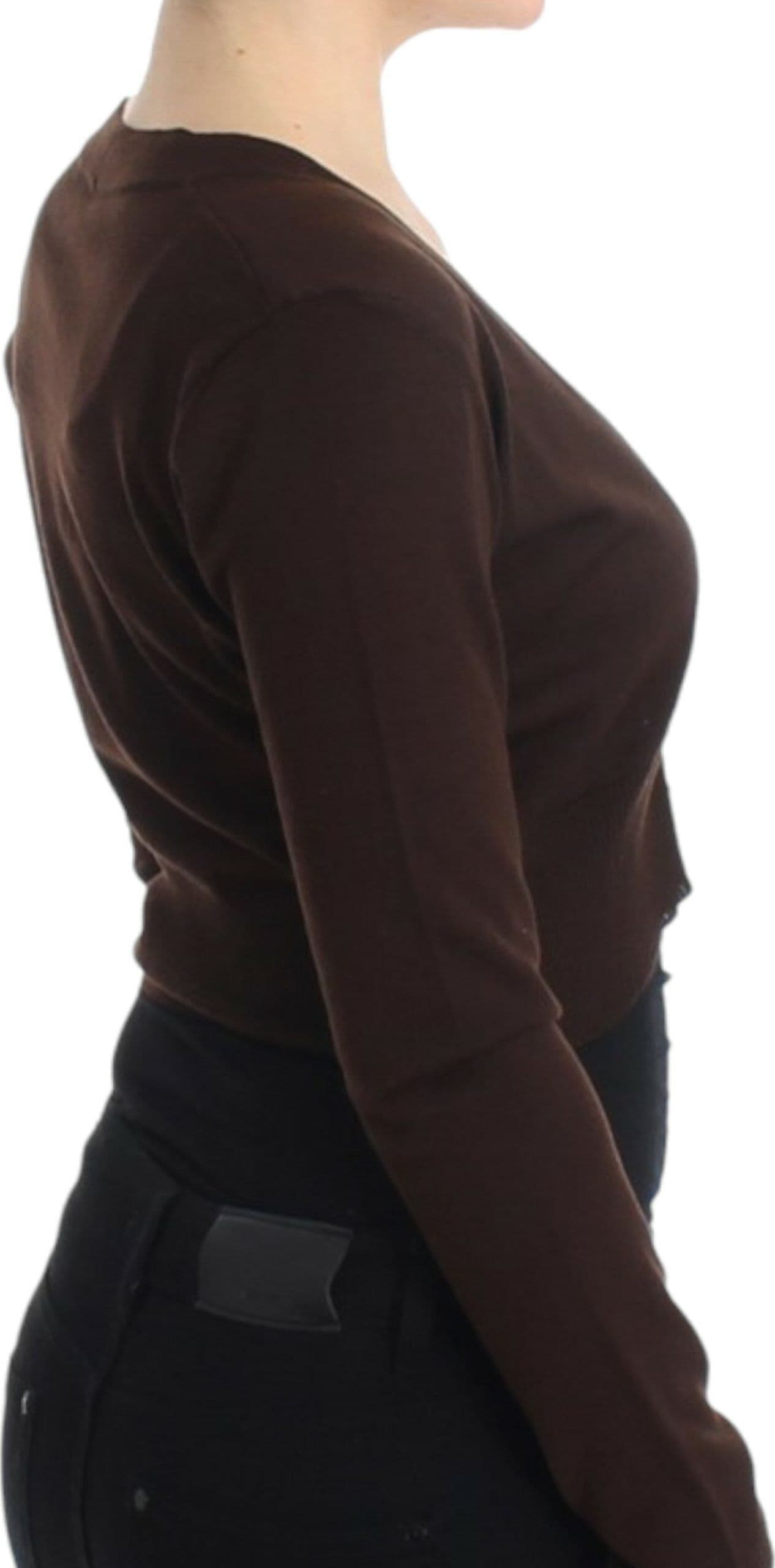 Brown cropped wool cardigan - 4