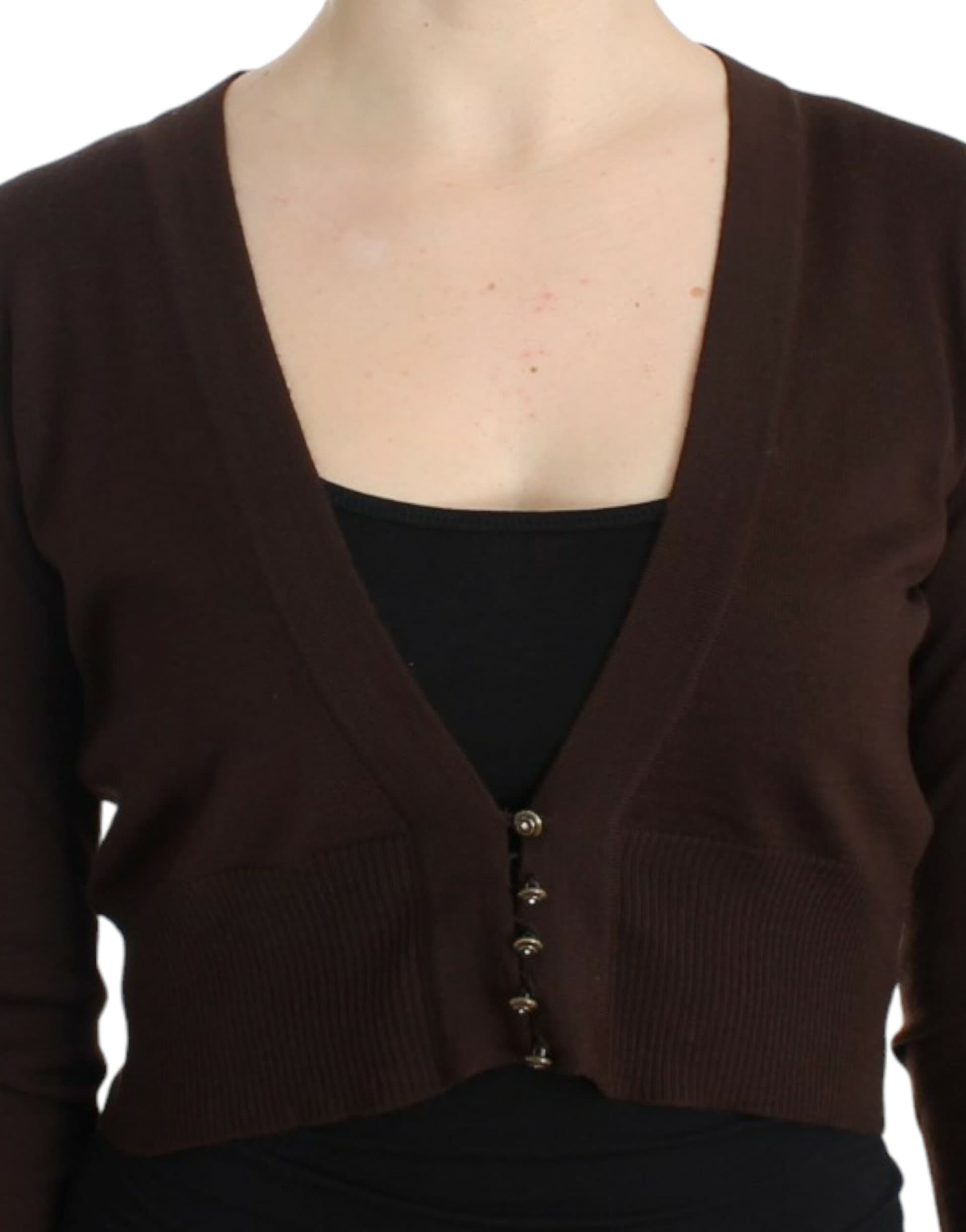 Brown cropped wool cardigan - 5
