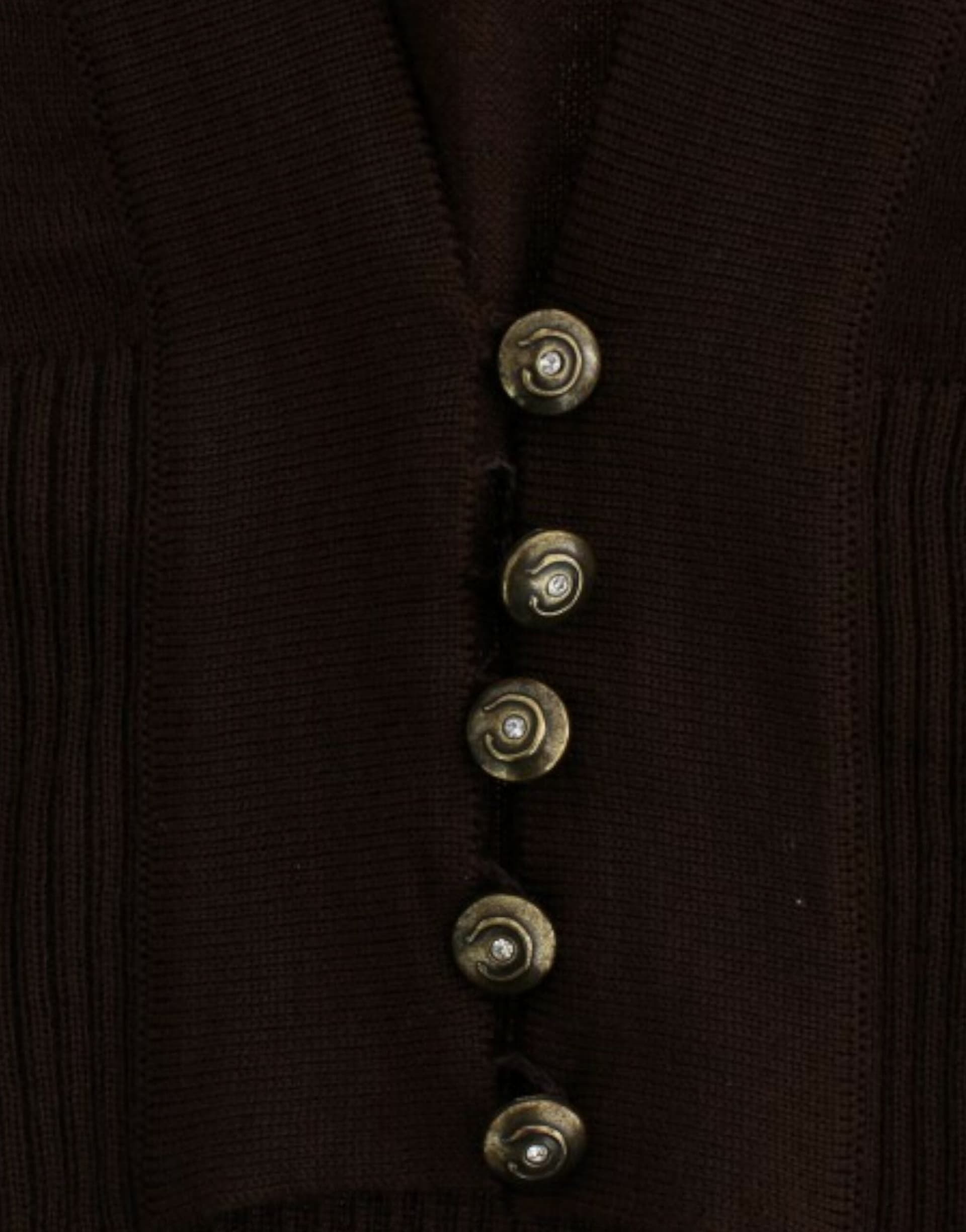Brown cropped wool cardigan - 7