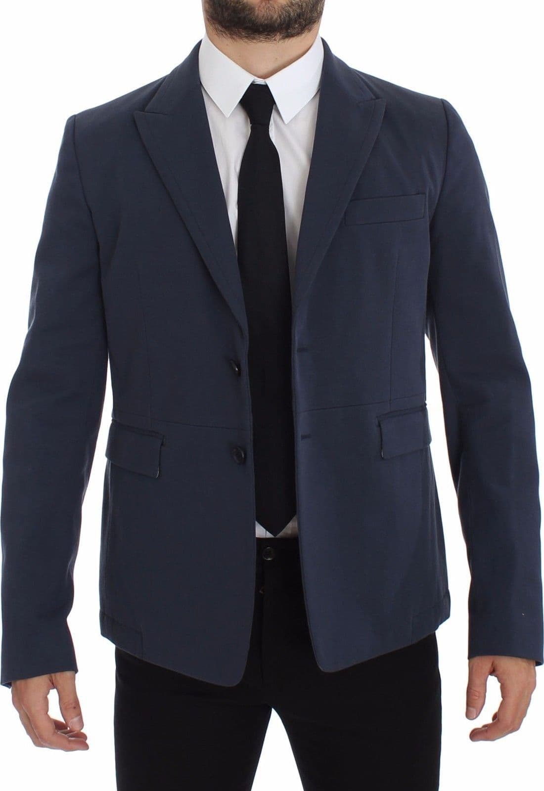 Blue Cotton Stretch Casual Blazer - 2