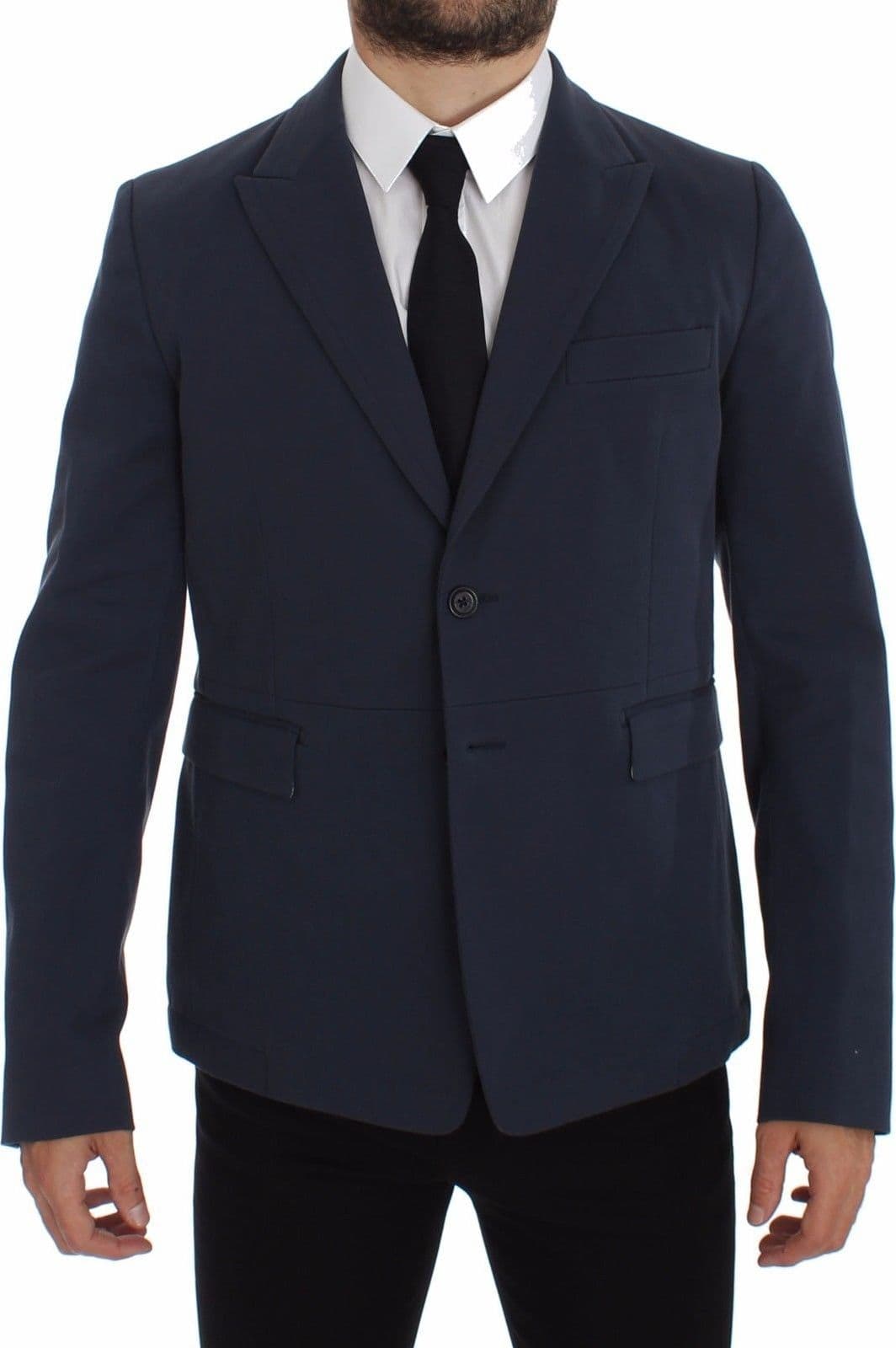 Blue Cotton Stretch Casual Blazer - 4