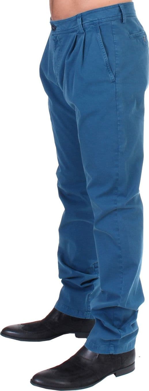 Blue Cotton Straight Fit Chinos - 2