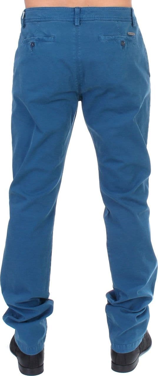 Blue Cotton Straight Fit Chinos - 3