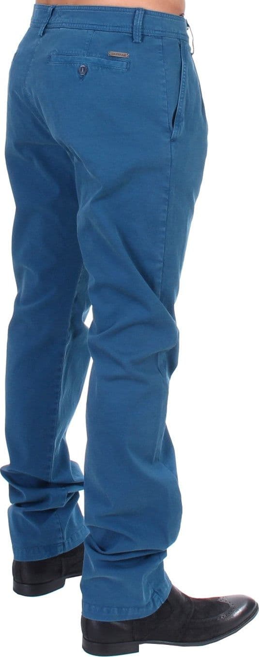 Blue Cotton Straight Fit Chinos - 4