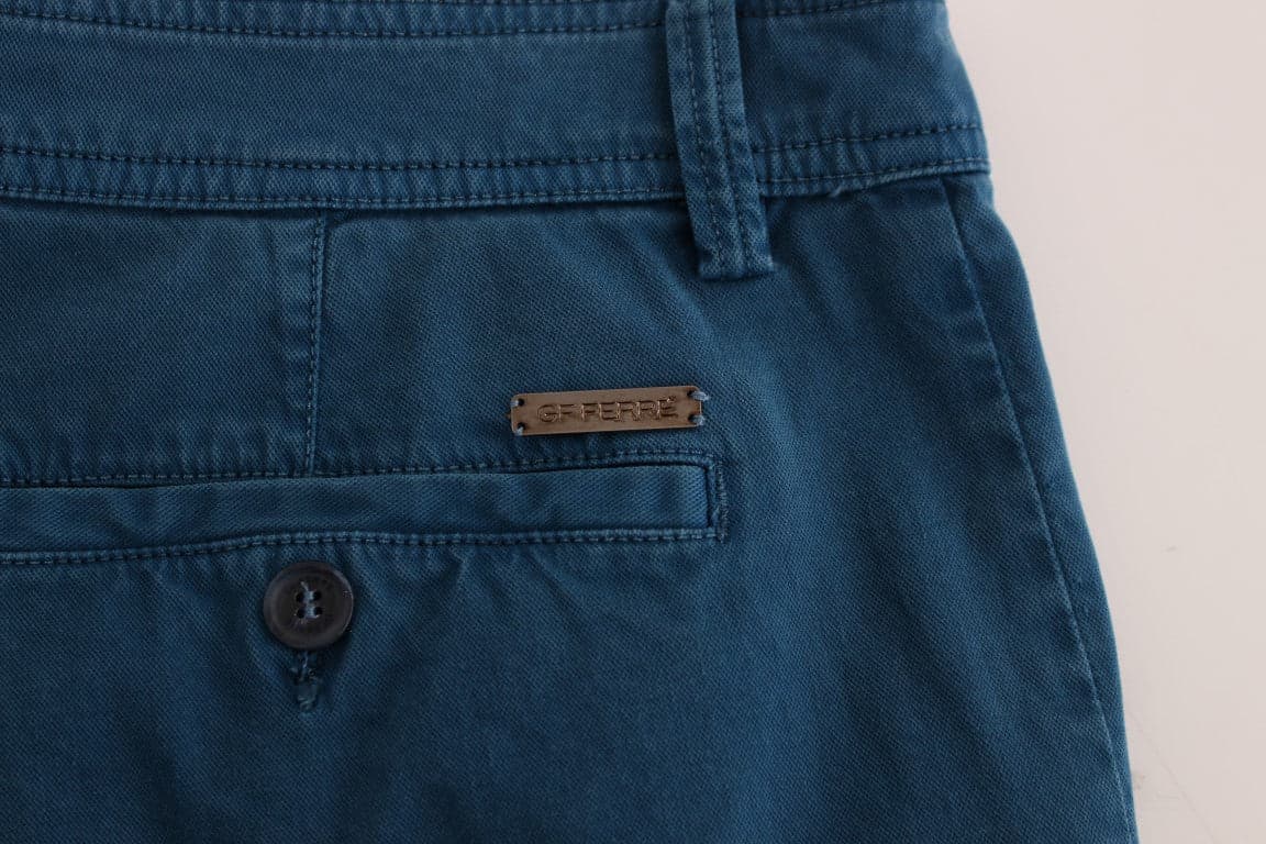 Blue Cotton Straight Fit Chinos - 6