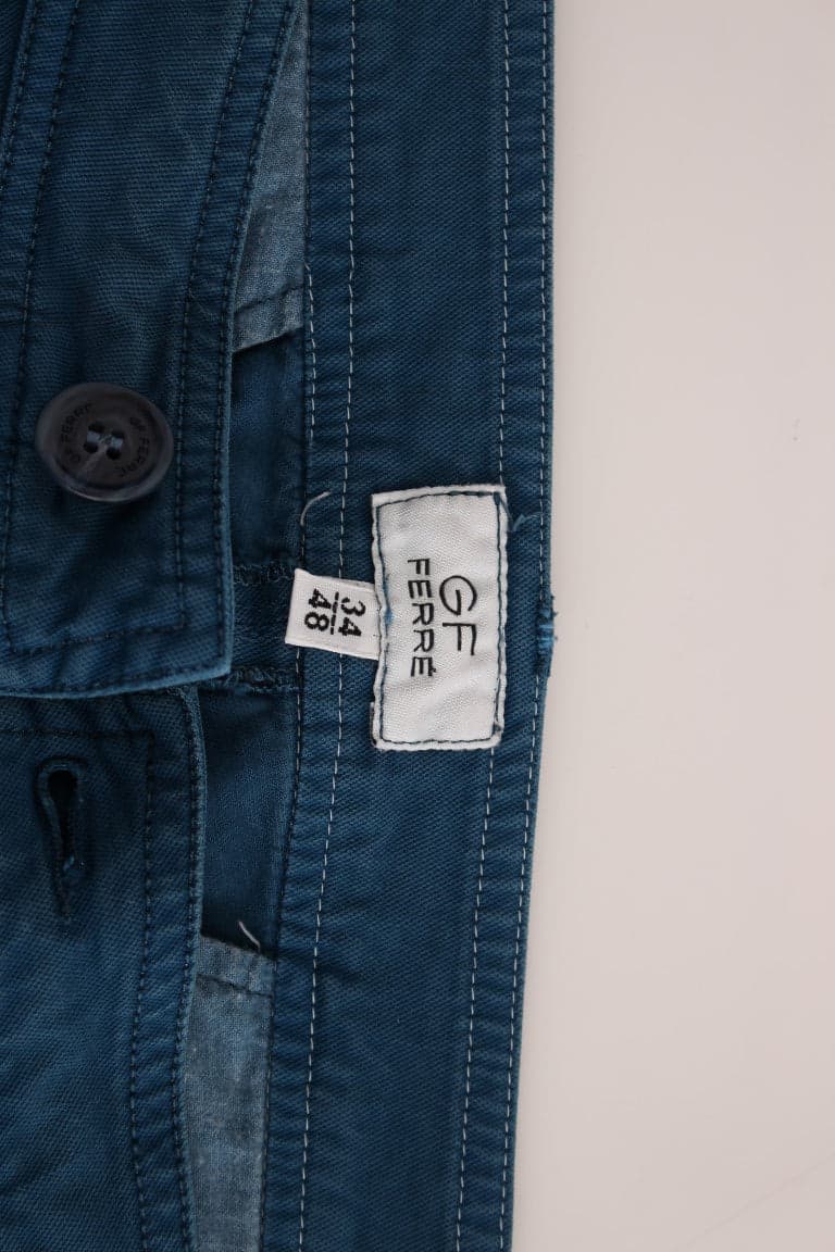 Blue Cotton Straight Fit Chinos - 7
