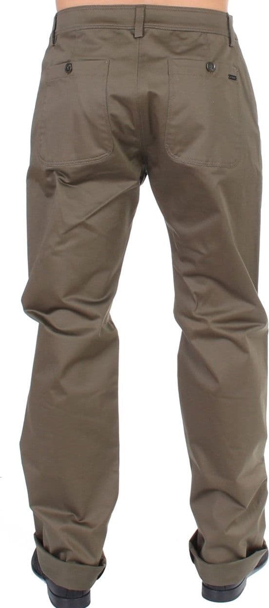 Green Cotton Stretch Comfort Fit Pants - 3