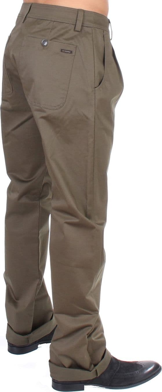 Green Cotton Stretch Comfort Fit Pants - 4