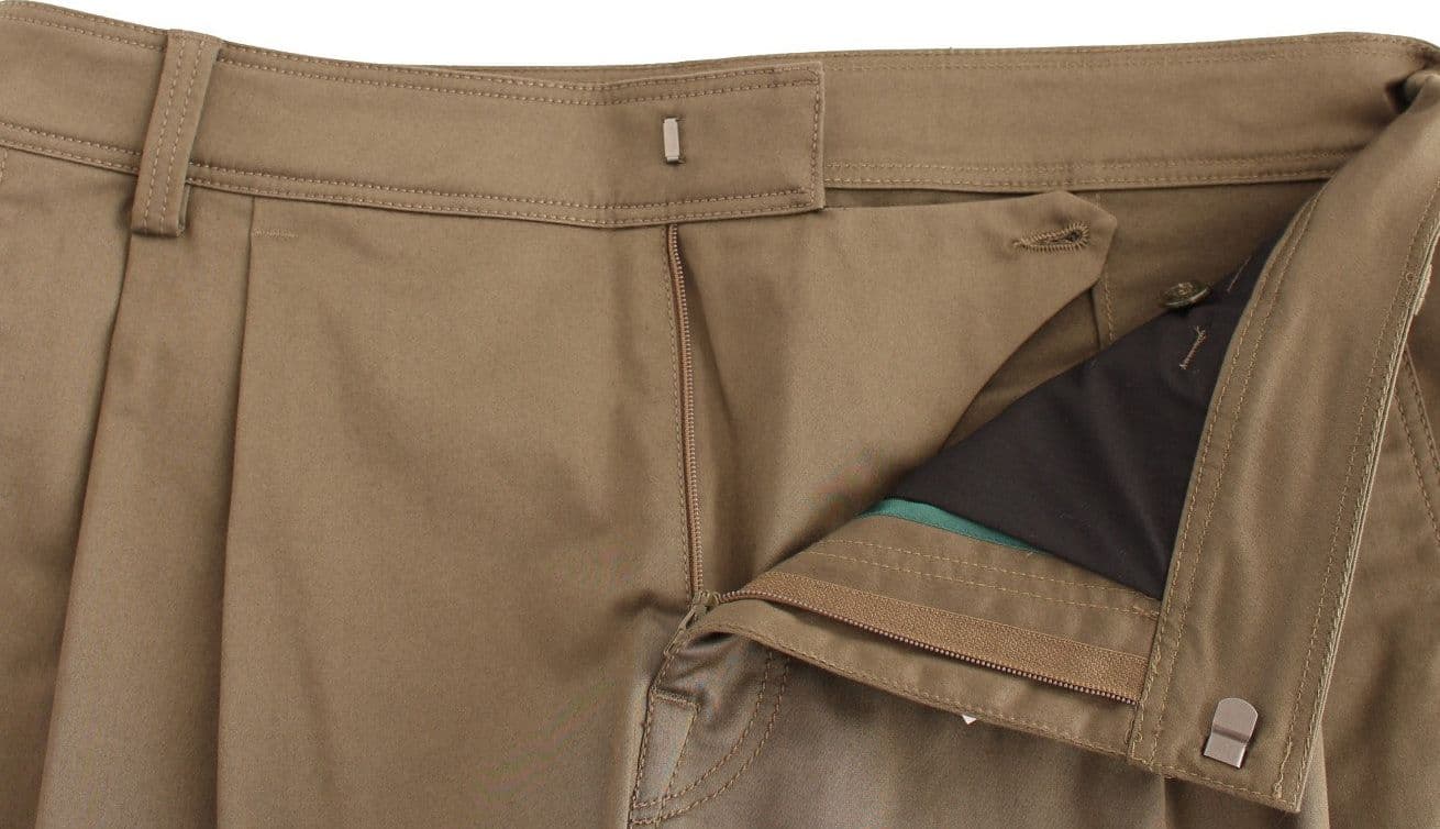 Green Cotton Stretch Comfort Fit Pants - 5