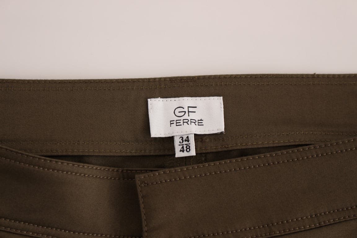 Green Cotton Stretch Comfort Fit Pants - 7