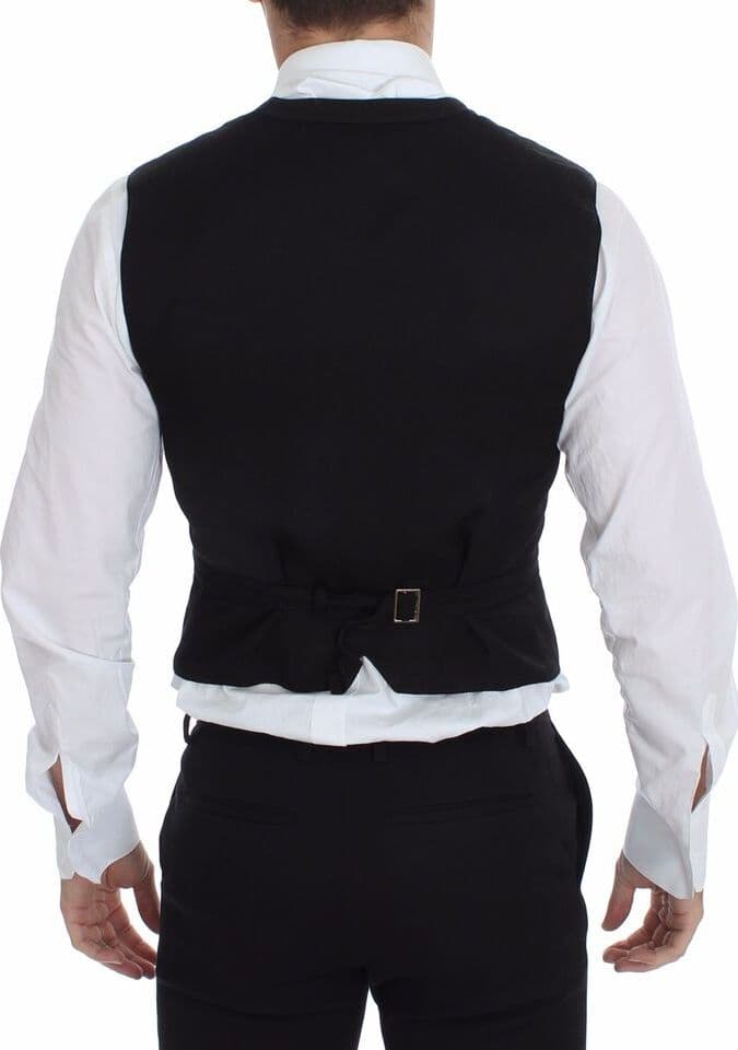 Black Flax Cotton Dress Vest Blazer - 2
