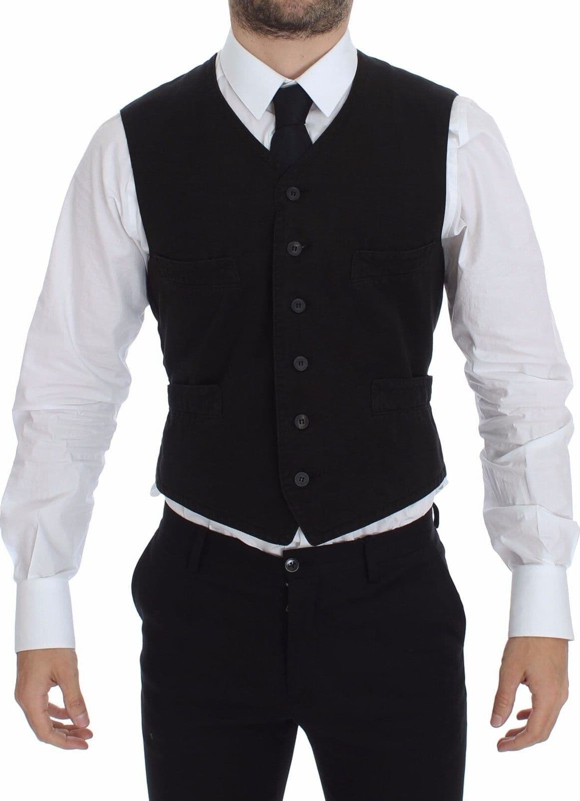 Black Flax Cotton Dress Vest Blazer - 8