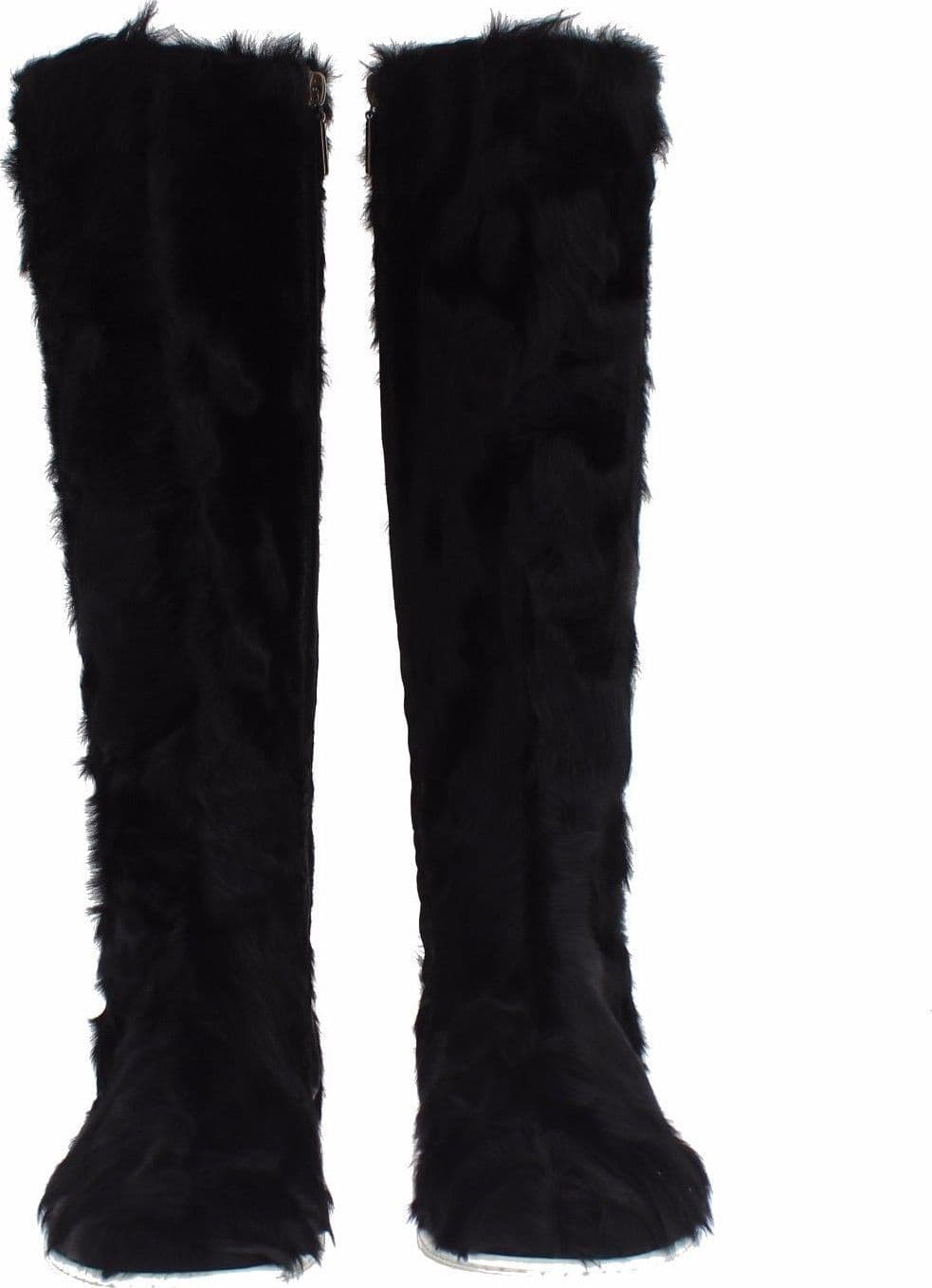 Black Xiangao Lamb Fur Leather Boots - 2