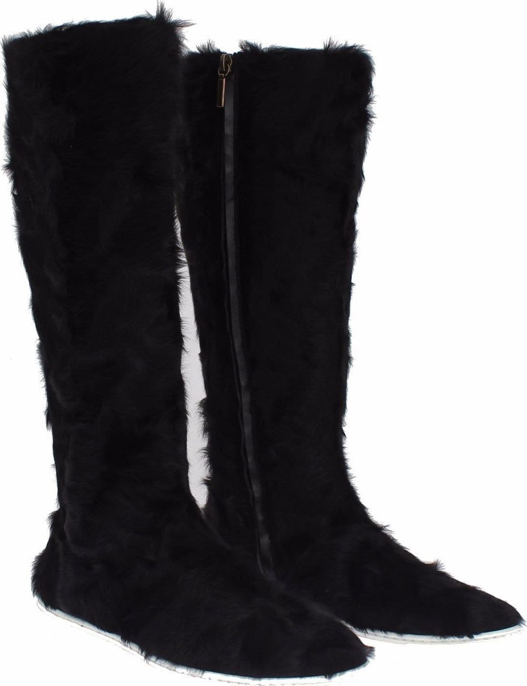 Black Xiangao Lamb Fur Leather Boots - 3