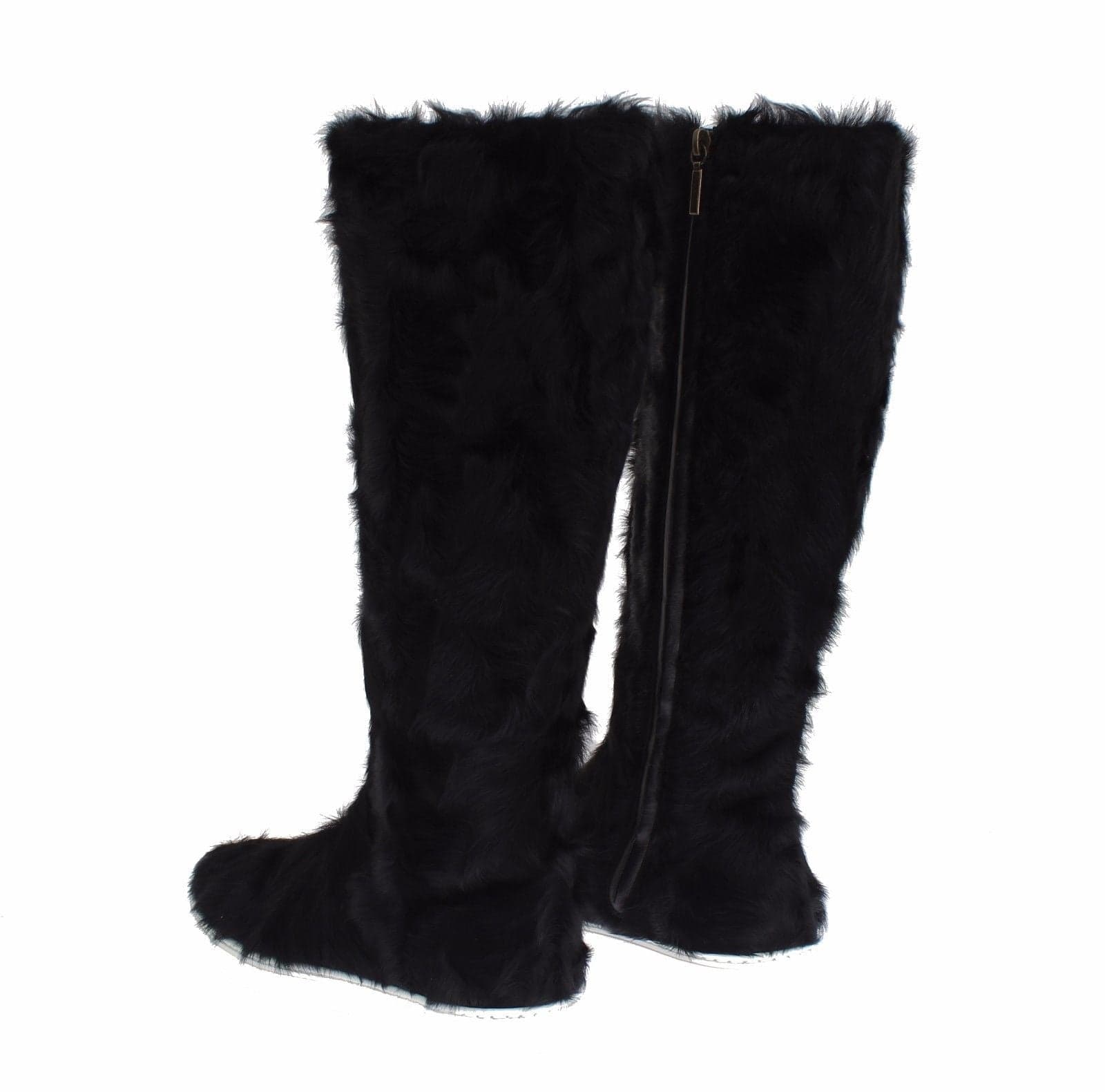 Black Xiangao Lamb Fur Leather Boots - 4