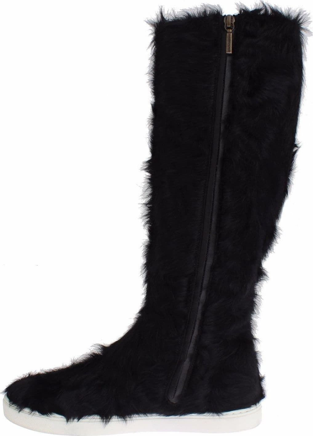 Black Xiangao Lamb Fur Leather Boots - 5