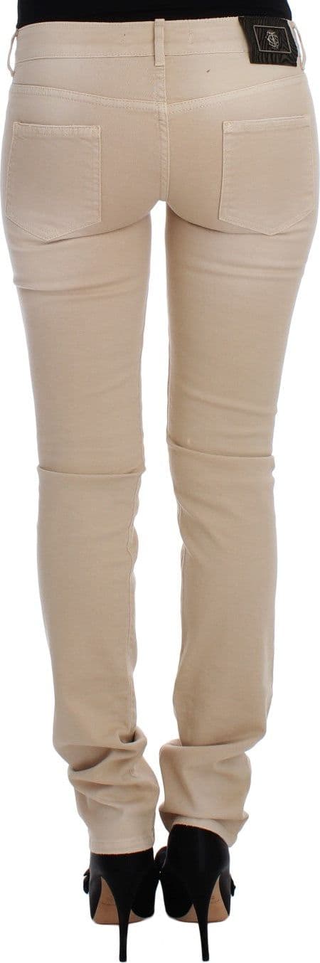 Beige Wash Slim Fit Cotton Stretch Jeans - 3