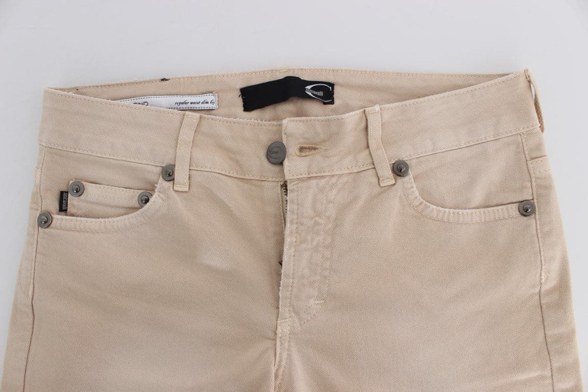 Beige Wash Slim Fit Cotton Stretch Jeans - 5