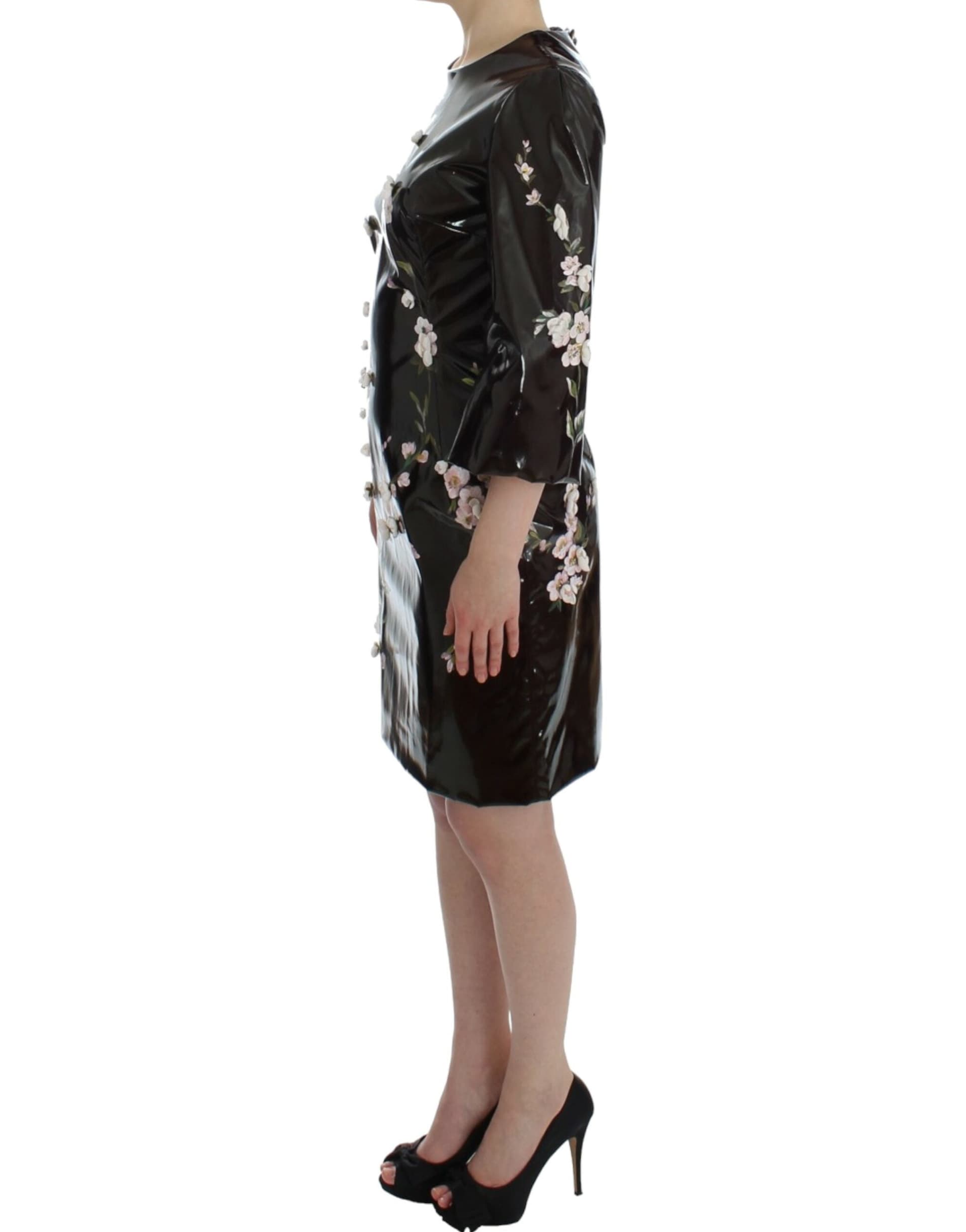 Black floral 3/4 Sleeve sheath dress - 2
