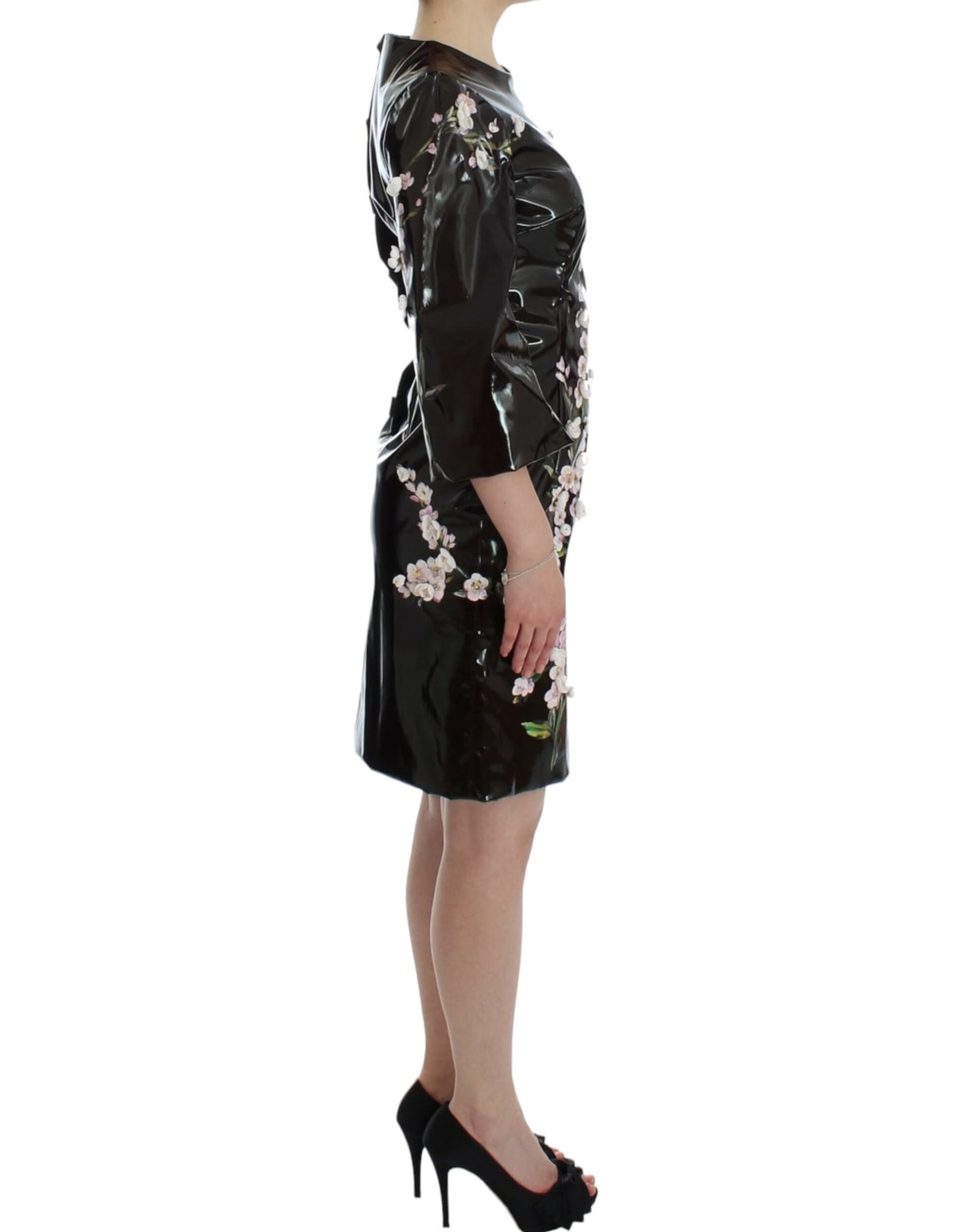 Black floral 3/4 Sleeve sheath dress - 4