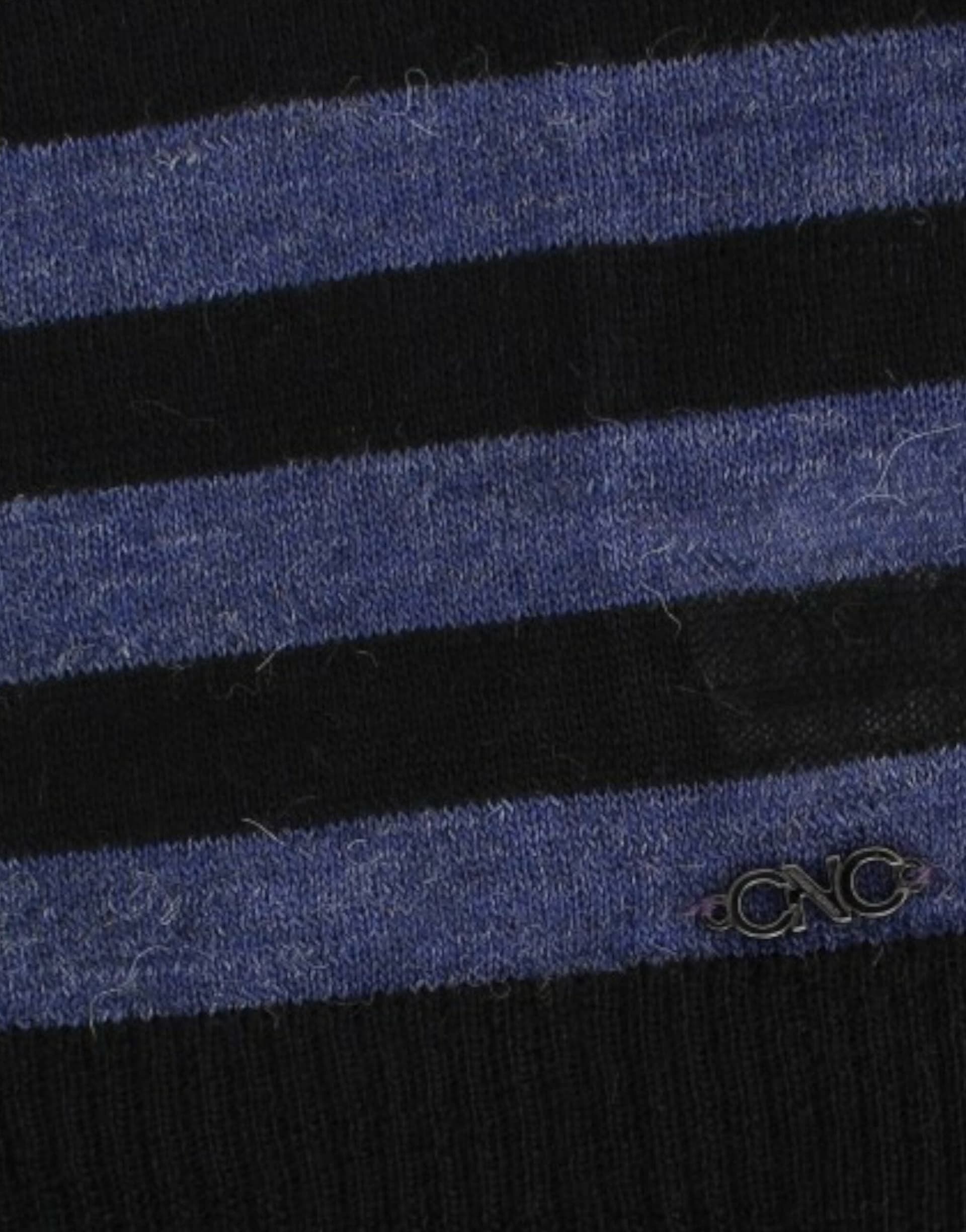 Black striped V-neck sweater - 2