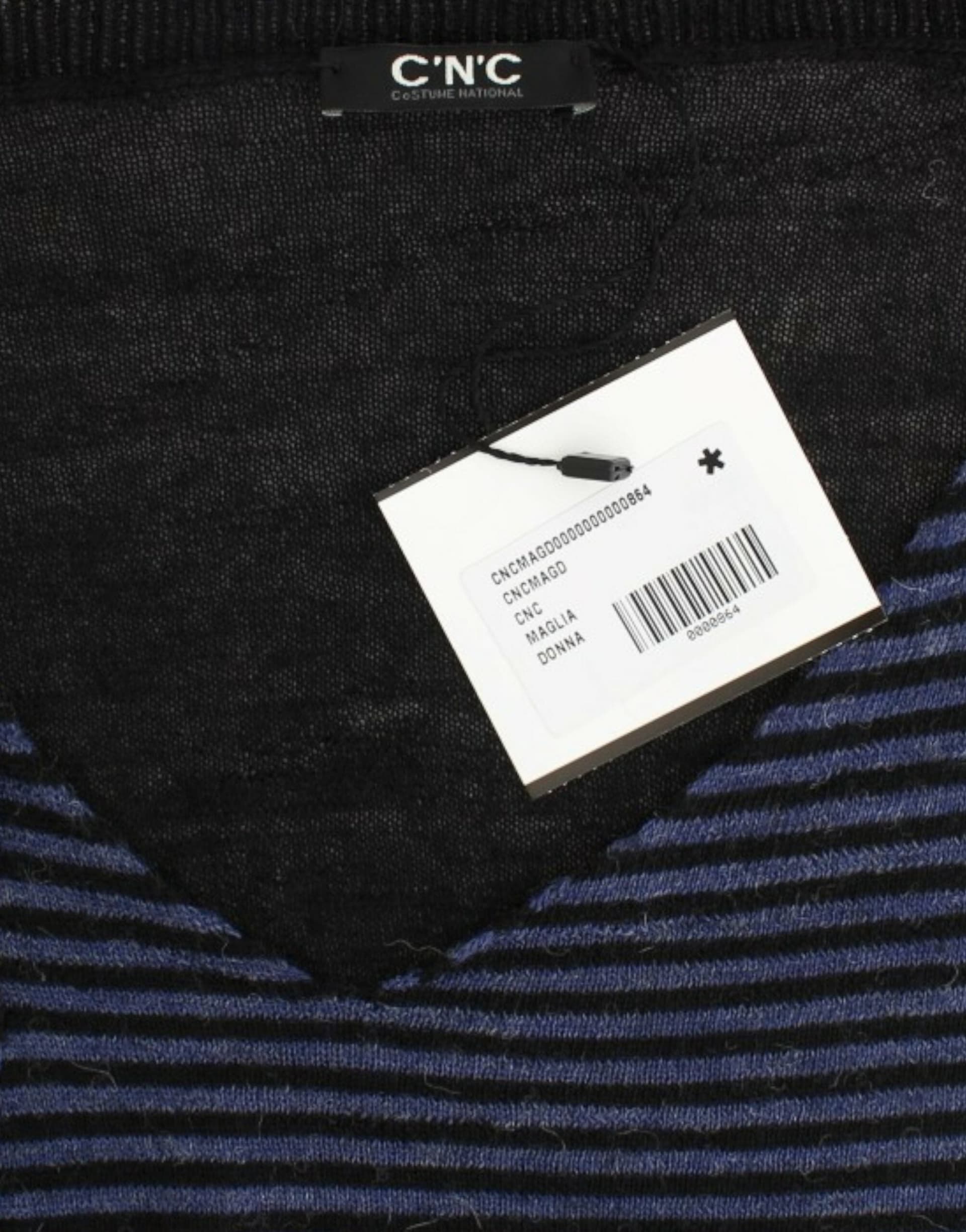 Black striped V-neck sweater - 3