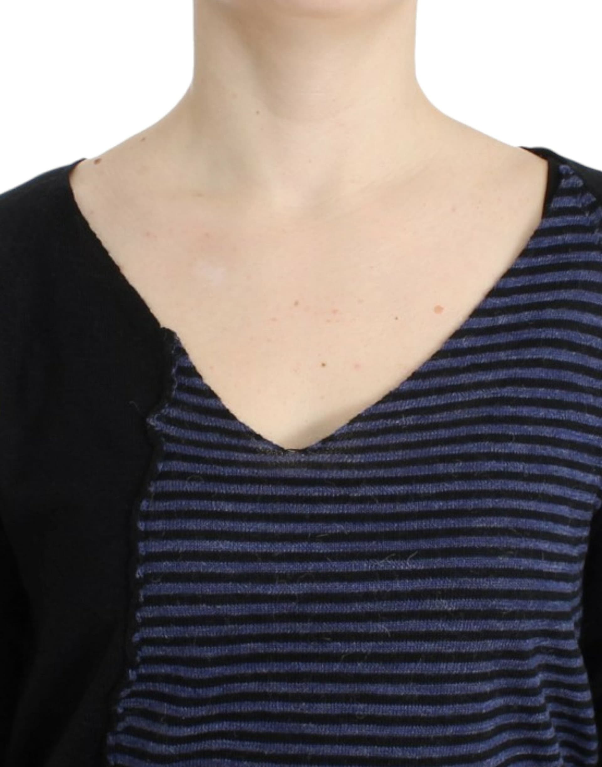 Black striped V-neck sweater - 4