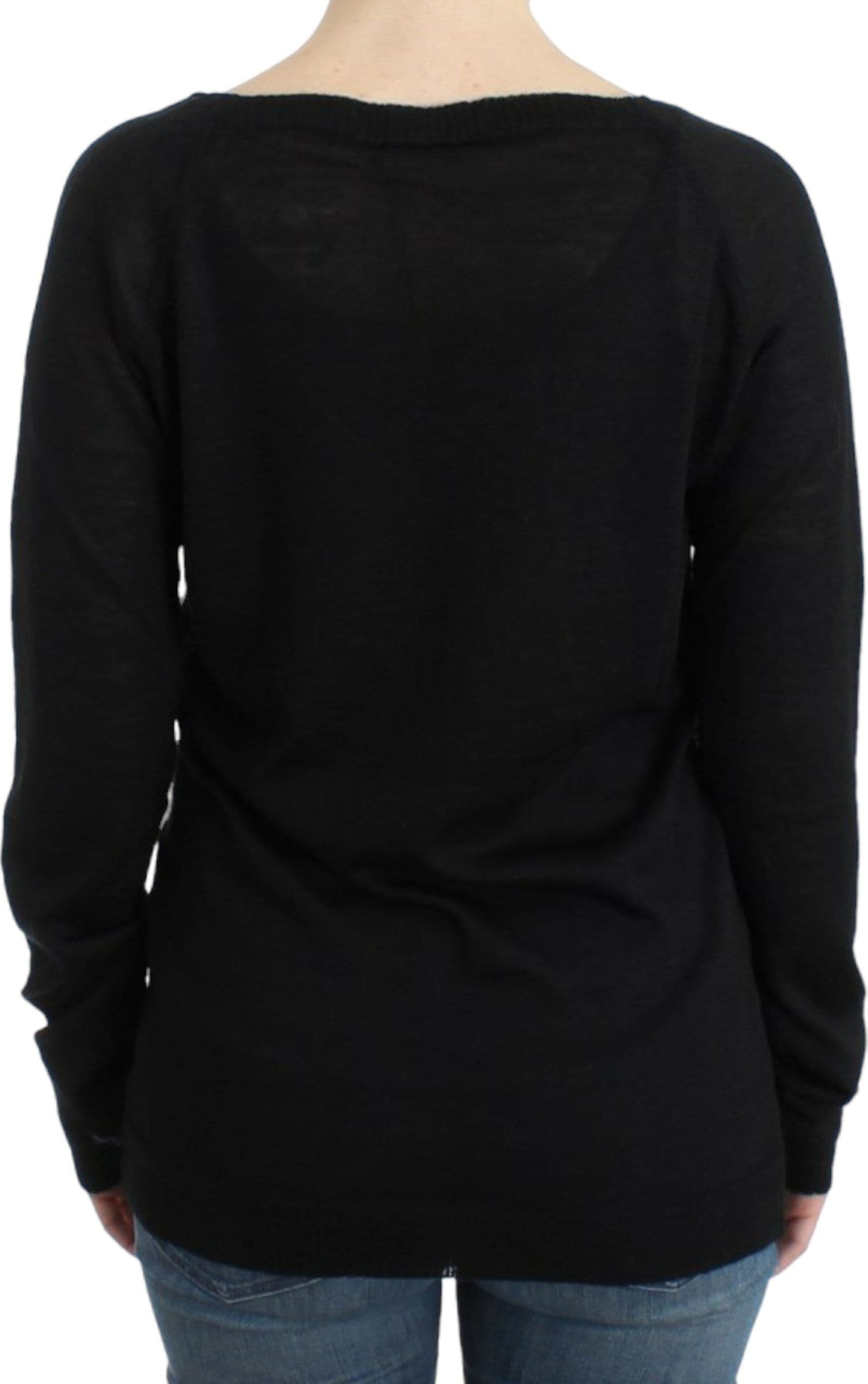 Black striped V-neck sweater - 6