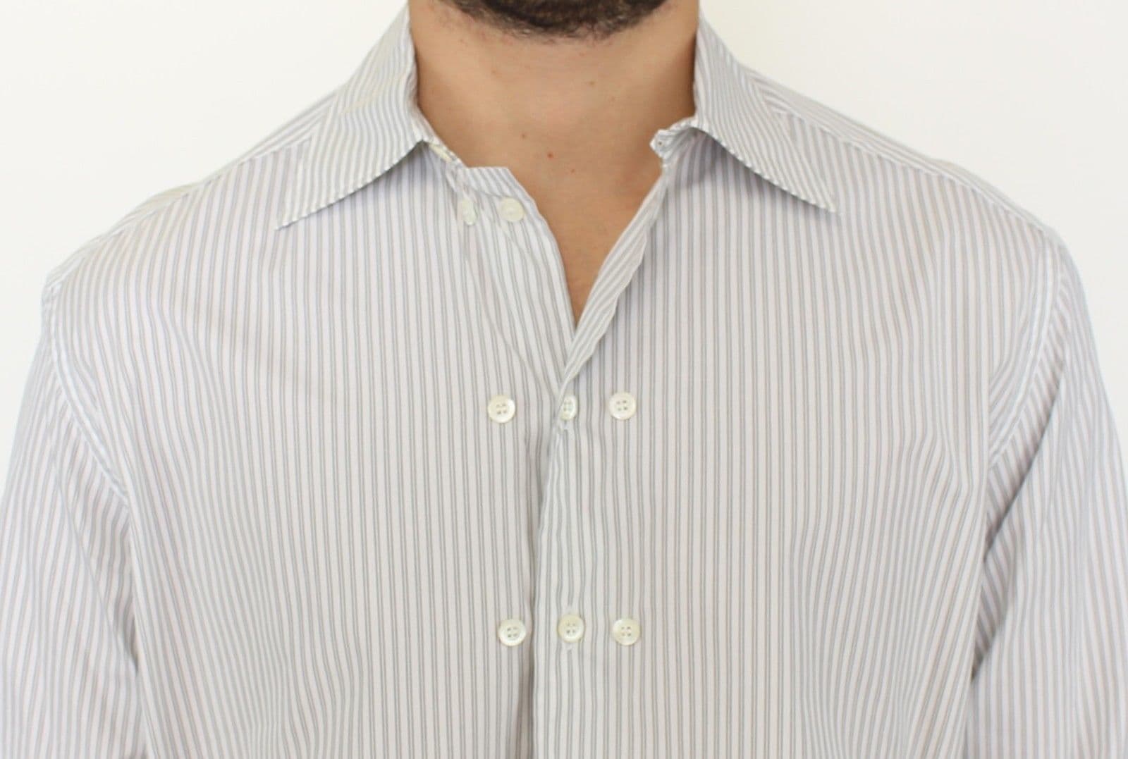 White Gray Striped Regular Fit Casual Shirt - 4