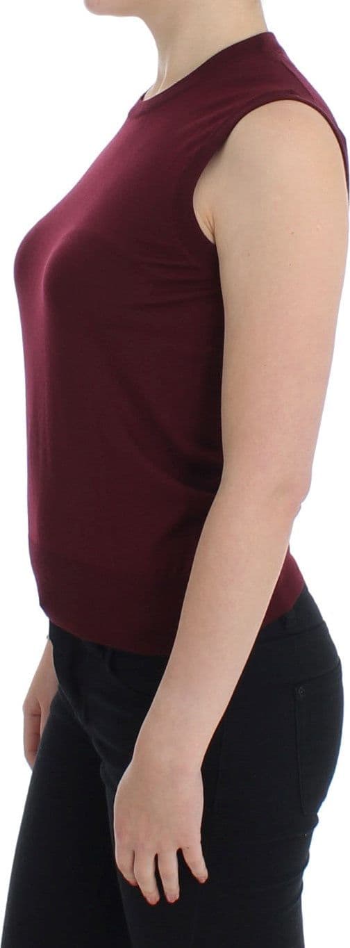 Red Sleeveless Crewneck Vest Pullover - 2
