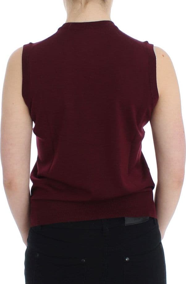 Red Sleeveless Crewneck Vest Pullover - 3