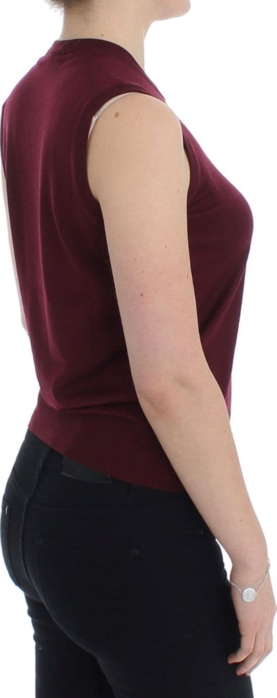Red Sleeveless Crewneck Vest Pullover - 4