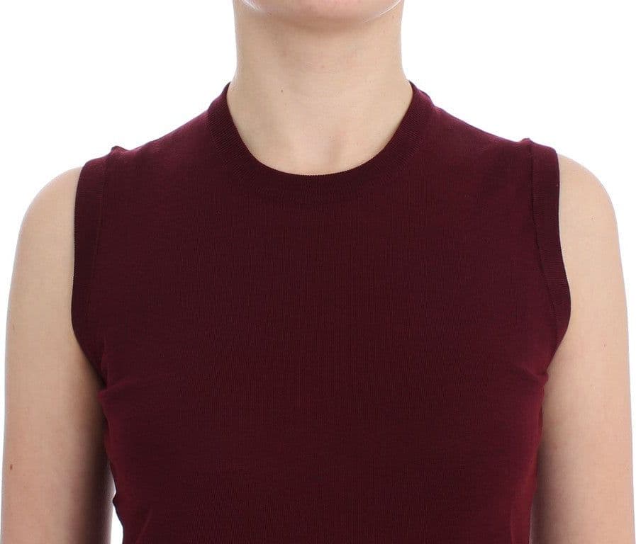 Red Sleeveless Crewneck Vest Pullover - 5