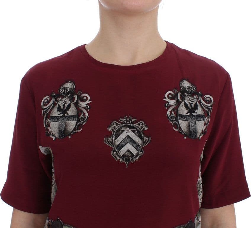 Red Knight Print Silk Blouse T-shirt - 5