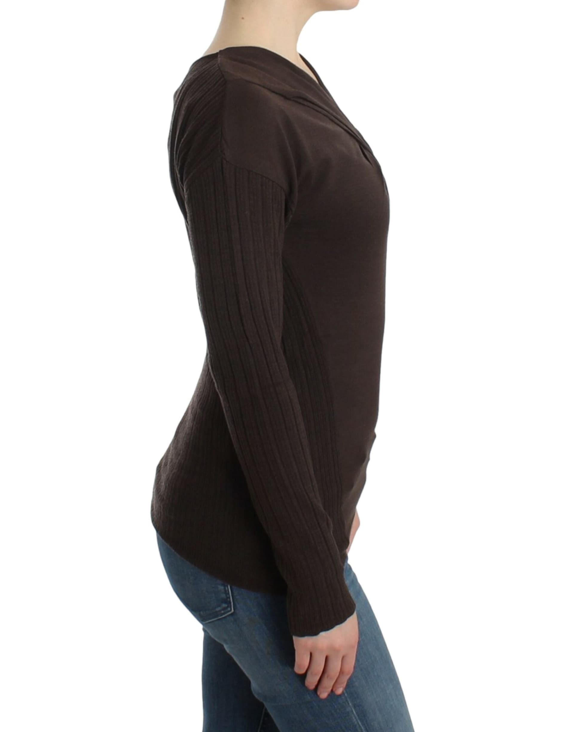 Brown knitted wool sweater - 4