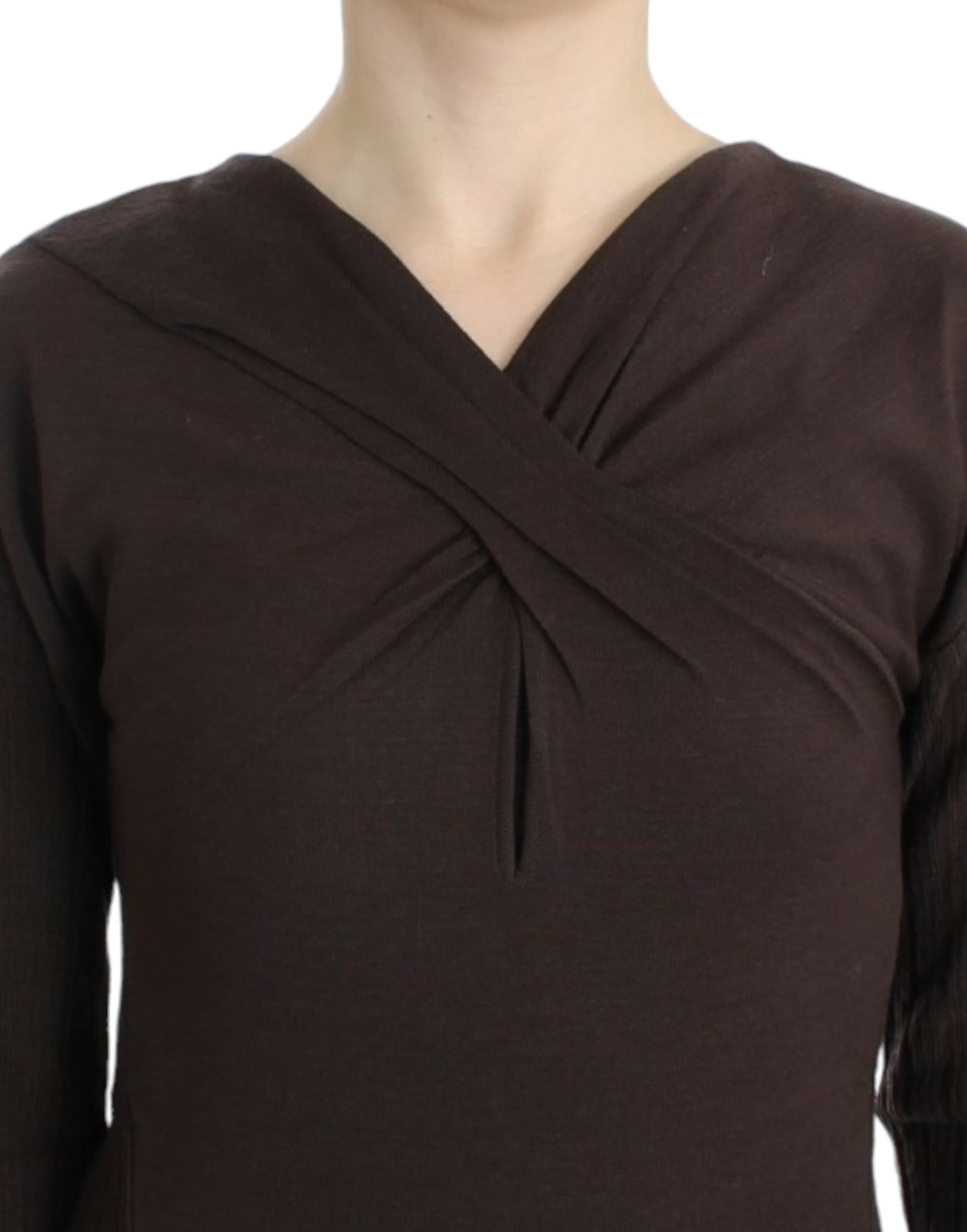 Brown knitted wool sweater - 5
