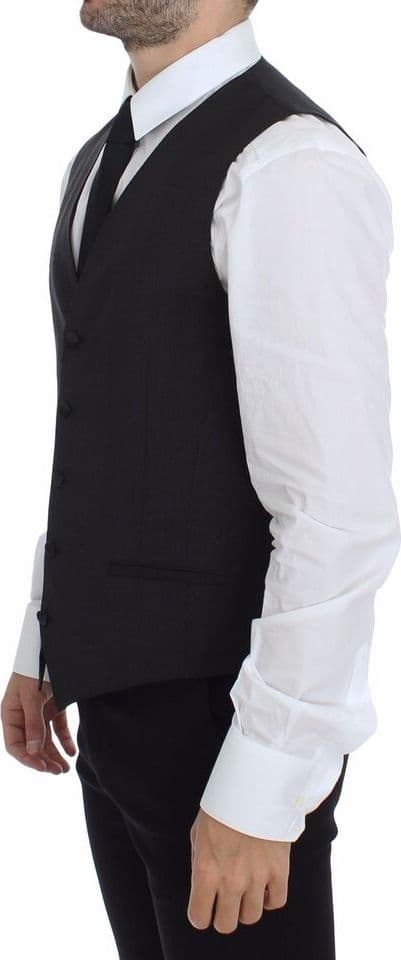 Gray Wool Stretch Dress Vest Blazer - 3