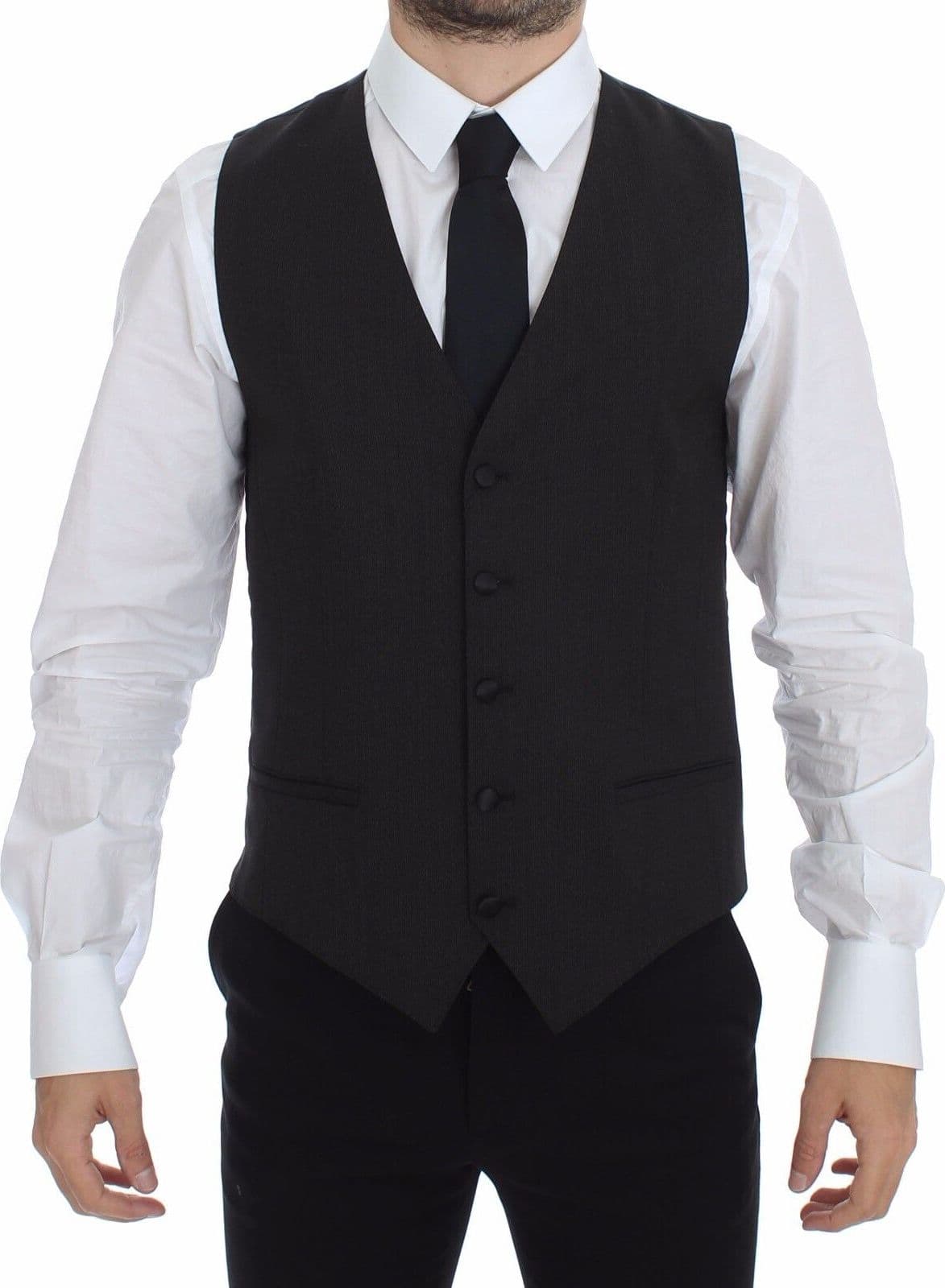 Gray Wool Stretch Dress Vest Blazer - 8