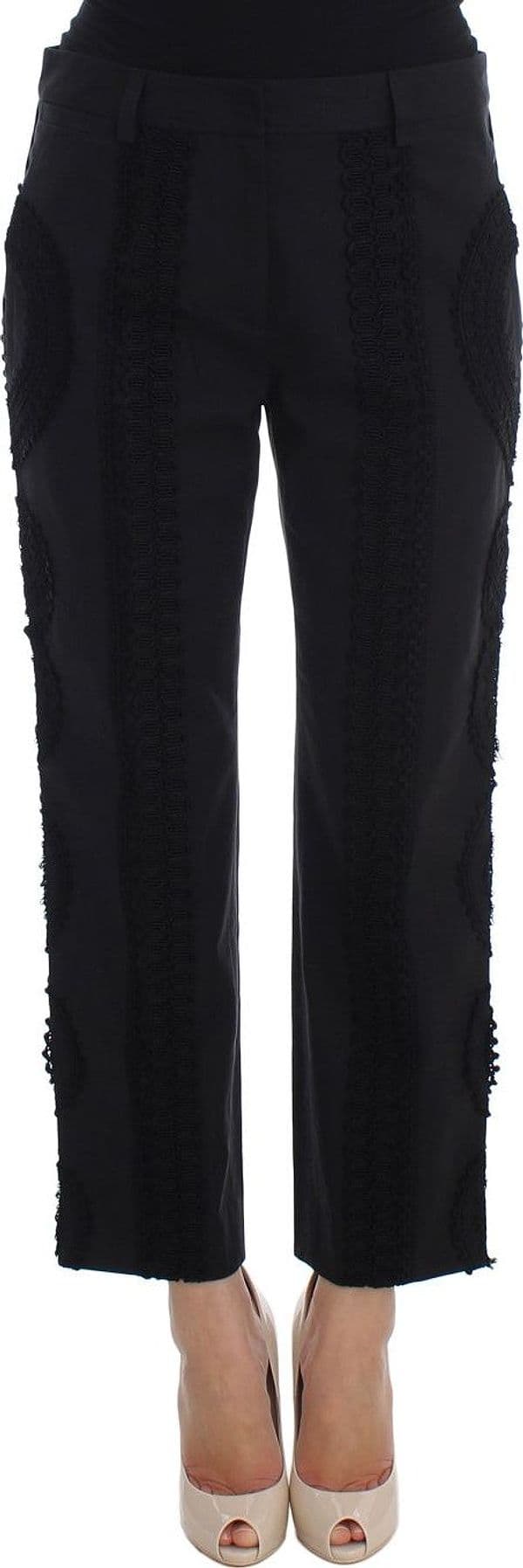 Black Cotton Stretch Torero Capris Pants