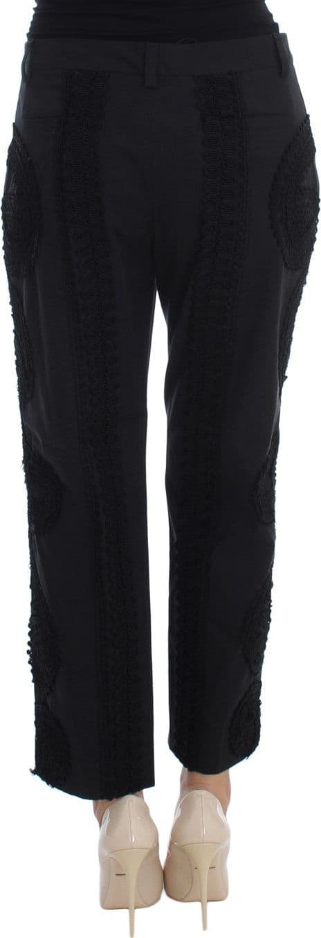 Black Cotton Stretch Torero Capris Pants - 3