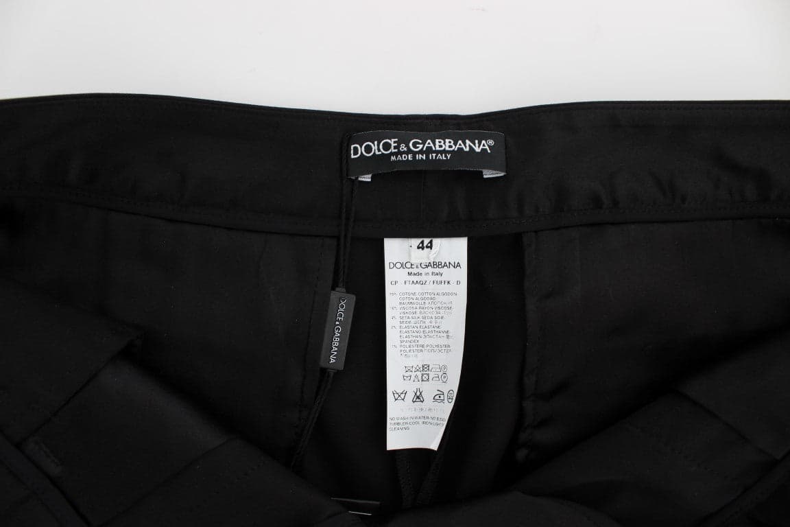 Black Cotton Stretch Torero Capris Pants - 6