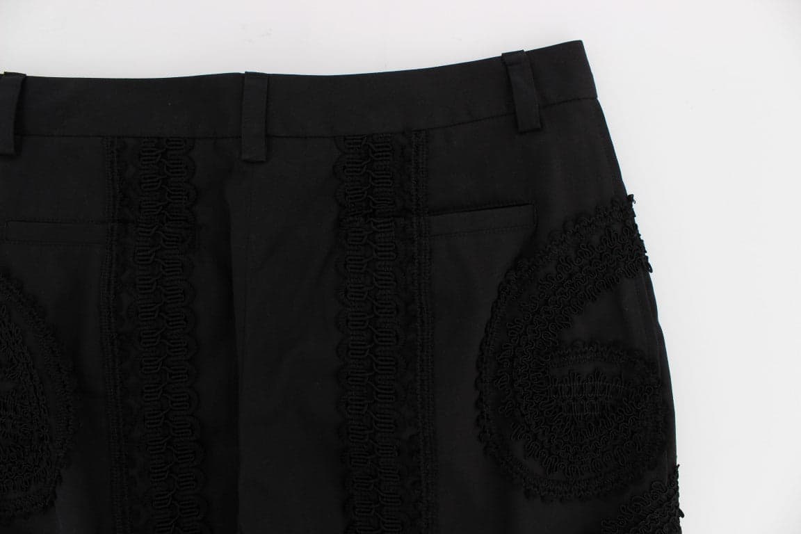 Black Cotton Stretch Torero Capris Pants - 7