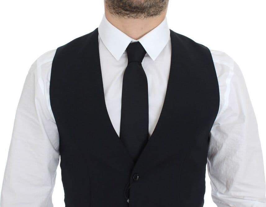 Blue Wool Formal Dress Vest Gilet - 2